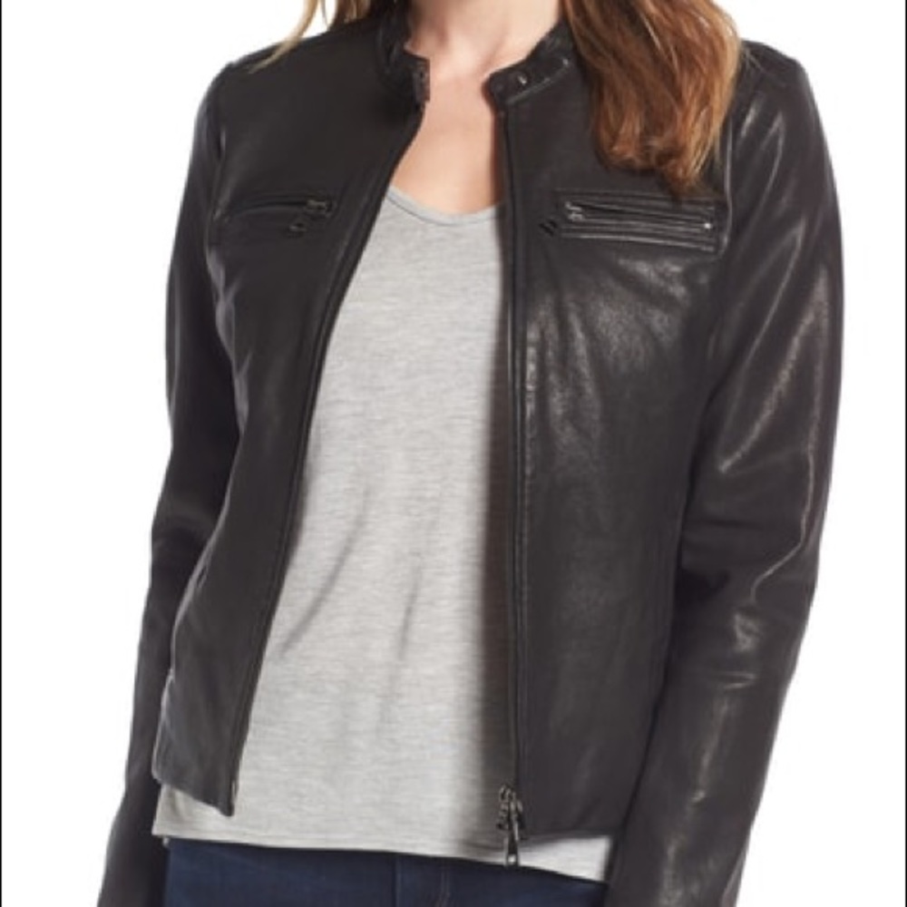 Nordstrom Signature Washed Leather Bomber Jacket